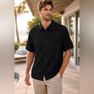 Men’s Black Knit Button Down by Lord & Taylor